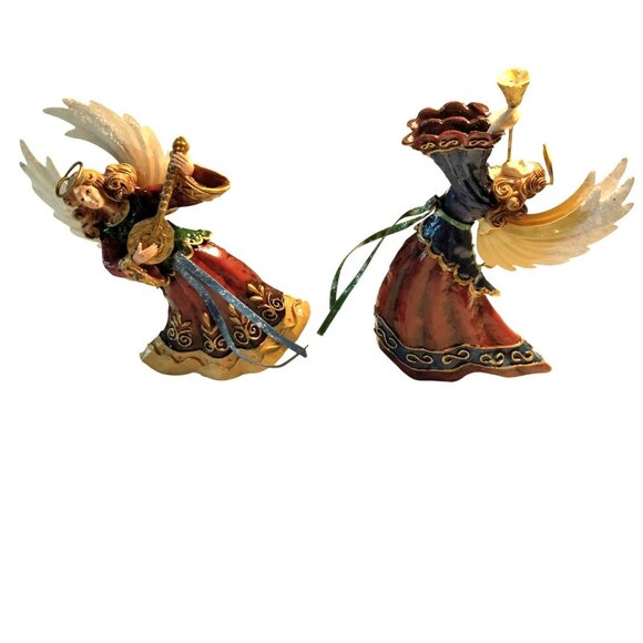 Angel Figurine Ornament Horn Lute Christmas Hark Lot 2 - Picture 1 of 7